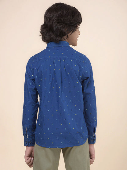 Casual Shirt for Boys l Breathable & Soft with Color Fastness Regular Fit Spread Collar Cotton Fabric Printed Pattern