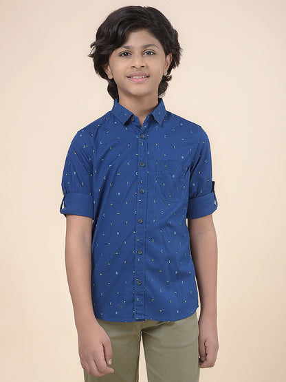 Casual Shirt for Boys l Breathable & Soft with Color Fastness Regular Fit Spread Collar Cotton Fabric Printed Pattern