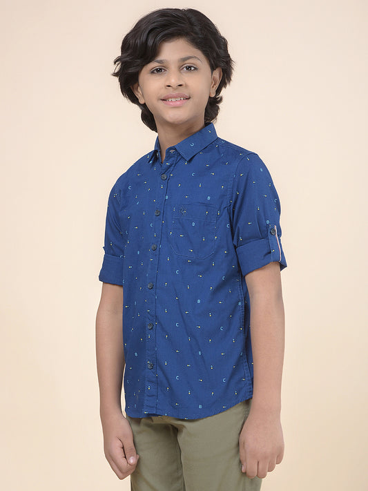Casual Shirt for Boys l Breathable & Soft with Color Fastness Regular Fit Spread Collar Cotton Fabric Printed Pattern