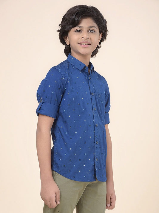Casual Shirt for Boys l Breathable & Soft with Color Fastness Regular Fit Spread Collar Cotton Fabric Printed Pattern