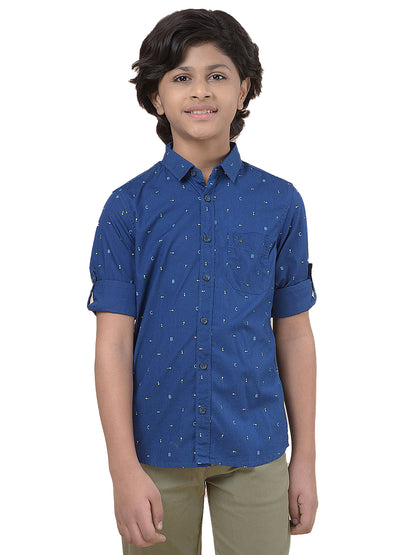 Casual Shirt for Boys l Breathable & Soft with Color Fastness Regular Fit Spread Collar Cotton Fabric Printed Pattern