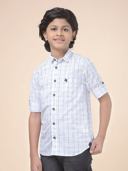 Casual Shirt for Boys l Breathable & Soft with Color Fastness Regular Fit Spread Collar Cotton Fabric Checkered Pattern