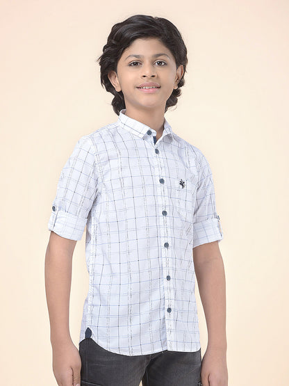 Casual Shirt for Boys l Breathable & Soft with Color Fastness Regular Fit Spread Collar Cotton Fabric Checkered Pattern