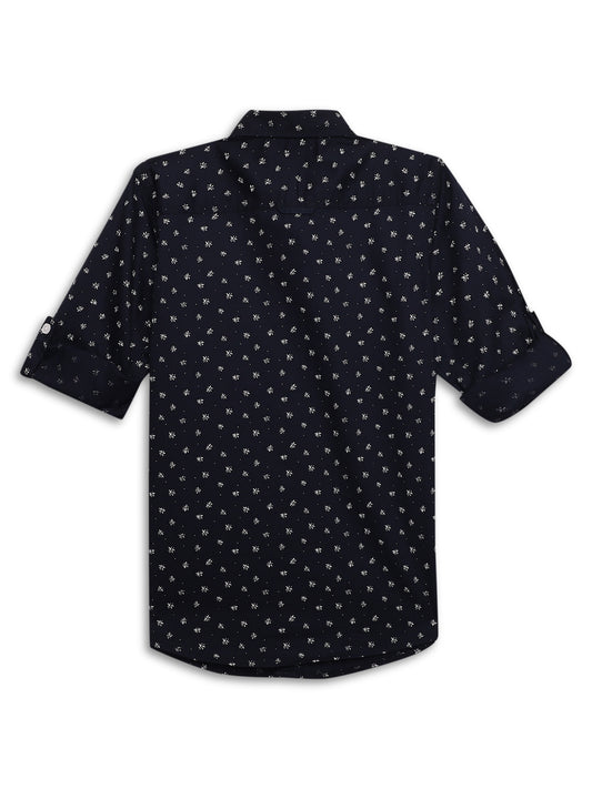 Cantabil Boys Navy Blue Floral Printed Full Sleeves Casual Shirt (7155414597771)