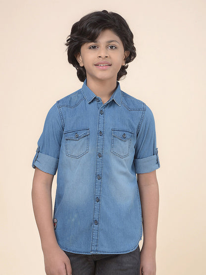 Casual Shirt for Boys l Breathable & Soft with Color Fastness Regular Fit Spread Collar Cotton Fabric Solid Pattern