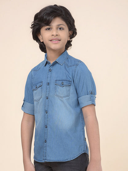 Casual Shirt for Boys l Breathable & Soft with Color Fastness Regular Fit Spread Collar Cotton Fabric Solid Pattern