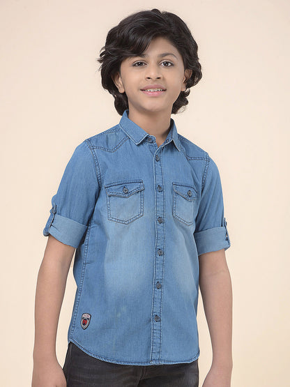 Casual Shirt for Boys l Breathable & Soft with Color Fastness Regular Fit Spread Collar Cotton Fabric Solid Pattern