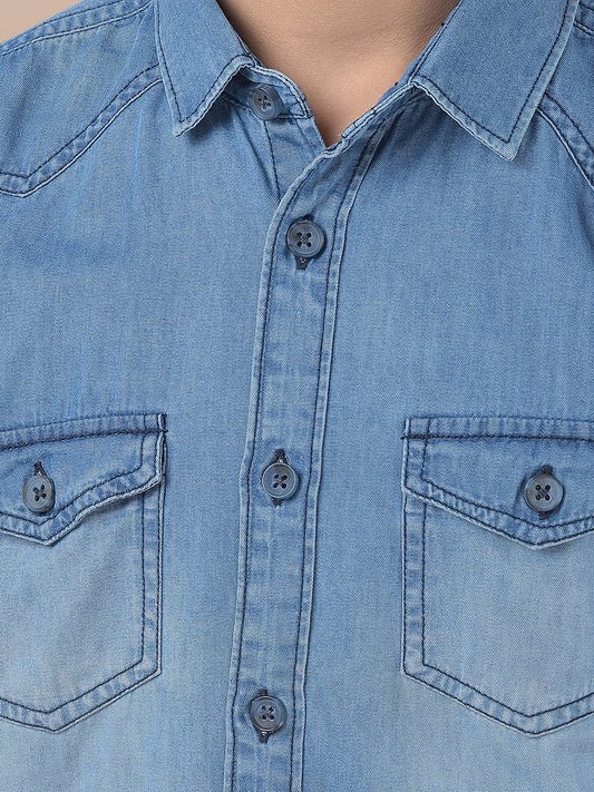 Casual Shirt for Boys l Breathable & Soft with Color Fastness Regular Fit Spread Collar Cotton Fabric Solid Pattern