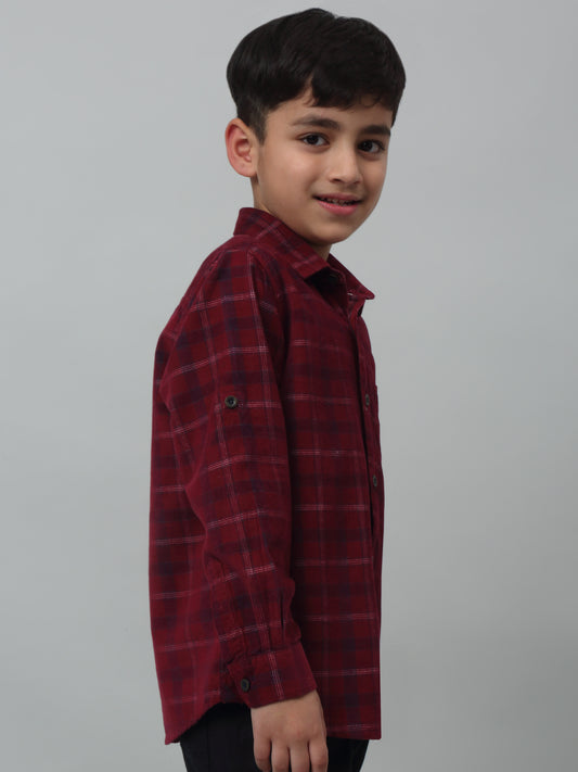 Boys Casual Navy Blue Full Sleeve with Tab  Shirt