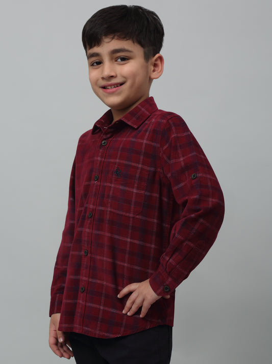 Boys Casual Navy Blue Full Sleeve with Tab  Shirt