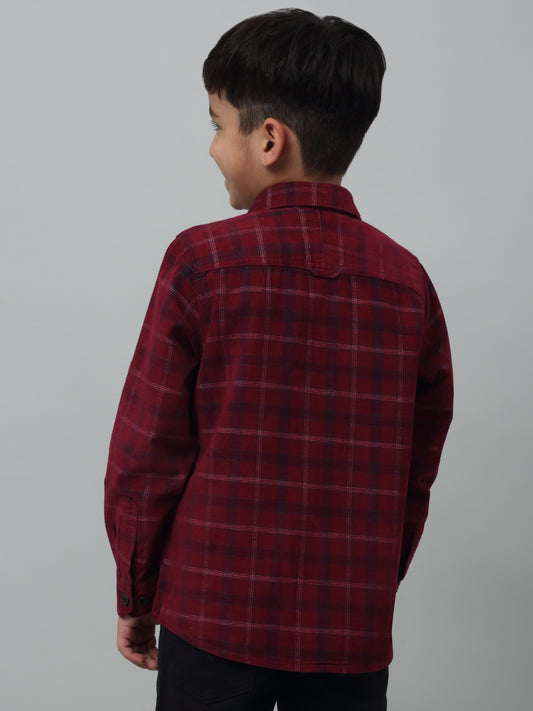 Boys Casual Navy Blue Full Sleeve with Tab  Shirt