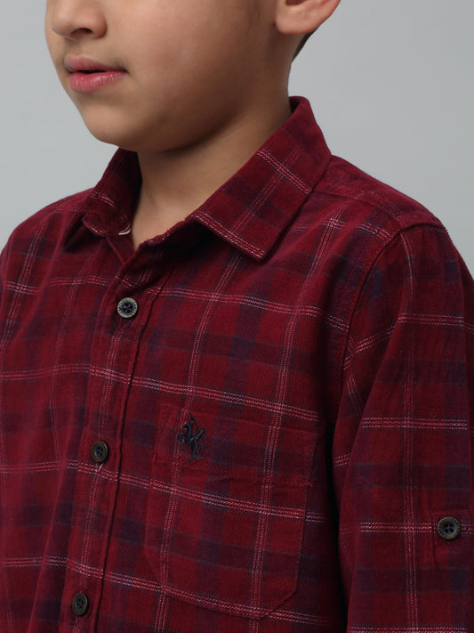 Boys Casual Navy Blue Full Sleeve with Tab  Shirt