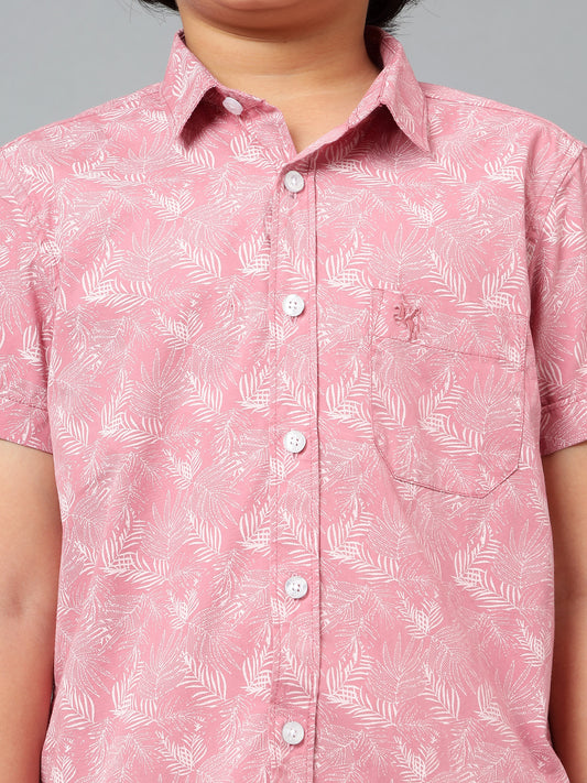 Boys Casual Pink Half Sleeve  Shirt