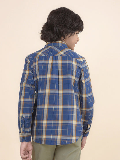 Casual Shirt for Boys l Breathable & Soft with Color Fastness Regular Fit Spread Collar Cotton Fabric Checkered Pattern