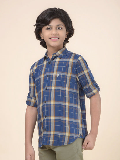 Casual Shirt for Boys l Breathable & Soft with Color Fastness Regular Fit Spread Collar Cotton Fabric Checkered Pattern
