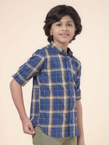 Casual Shirt for Boys l Breathable & Soft with Color Fastness Regular Fit Spread Collar Cotton Fabric Checkered Pattern