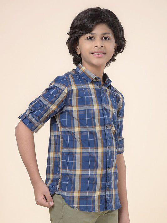 Casual Shirt for Boys l Breathable & Soft with Color Fastness Regular Fit Spread Collar Cotton Fabric Checkered Pattern