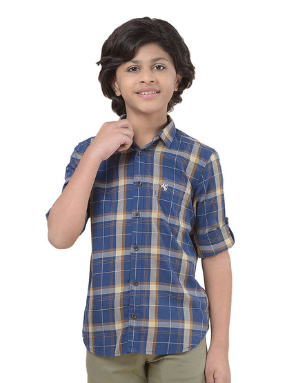 Casual Shirt for Boys l Breathable & Soft with Color Fastness Regular Fit Spread Collar Cotton Fabric Checkered Pattern