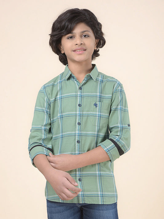 Casual Shirt for Boys l Breathable & Soft with Color Fastness Regular Fit Spread Collar Cotton Fabric Checkered Pattern