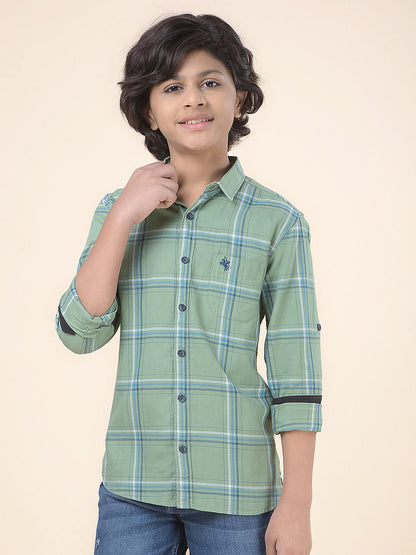 Casual Shirt for Boys l Breathable & Soft with Color Fastness Regular Fit Spread Collar Cotton Fabric Checkered Pattern
