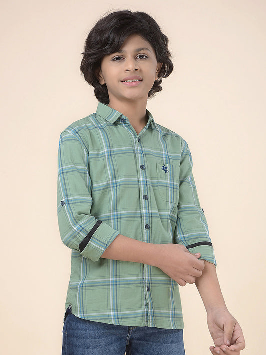 Casual Shirt for Boys l Breathable & Soft with Color Fastness Regular Fit Spread Collar Cotton Fabric Checkered Pattern