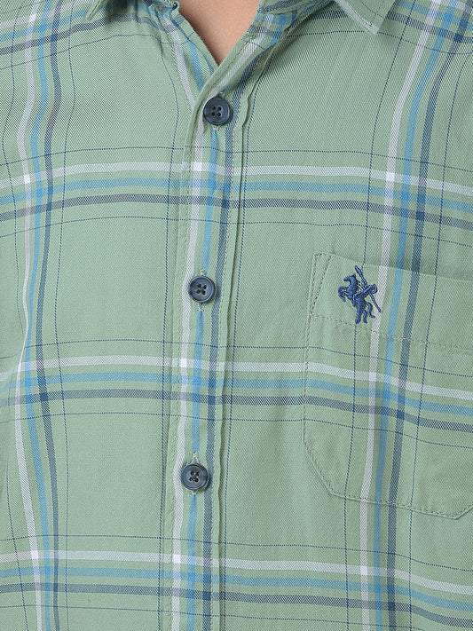 Casual Shirt for Boys l Breathable & Soft with Color Fastness Regular Fit Spread Collar Cotton Fabric Checkered Pattern