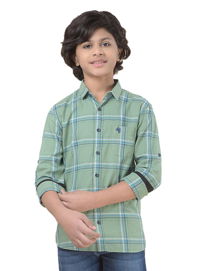 Casual Shirt for Boys l Breathable & Soft with Color Fastness Regular Fit Spread Collar Cotton Fabric Checkered Pattern