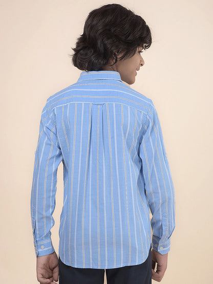 Casual Shirt for Boys l Breathable & Soft with Color Fastness Regular Fit Spread Collar Cotton Fabric Striped Pattern