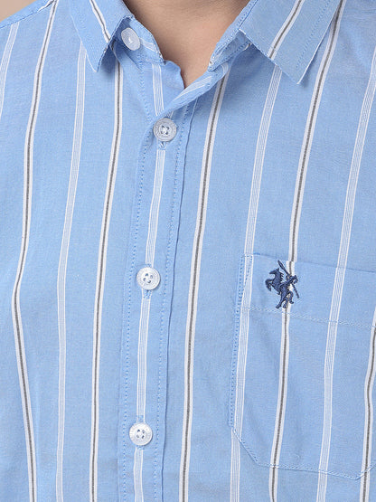 Casual Shirt for Boys l Breathable & Soft with Color Fastness Regular Fit Spread Collar Cotton Fabric Striped Pattern