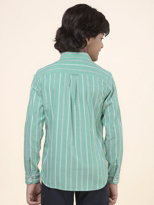 Casual Shirt for Boys l Breathable & Soft with Color Fastness Regular Fit Spread Collar Cotton Fabric Striped Pattern