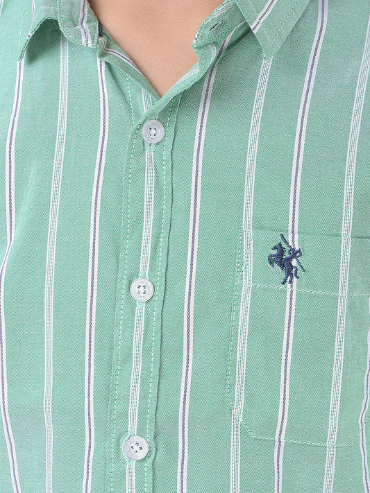 Casual Shirt for Boys l Breathable & Soft with Color Fastness Regular Fit Spread Collar Cotton Fabric Striped Pattern