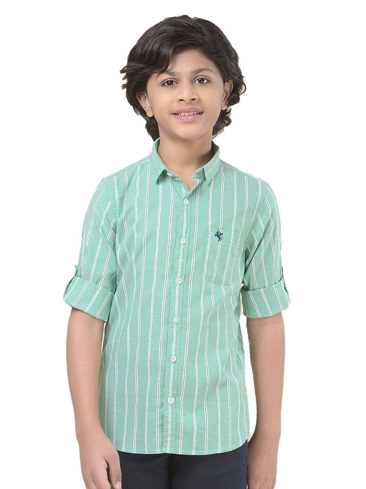 Casual Shirt for Boys l Breathable & Soft with Color Fastness Regular Fit Spread Collar Cotton Fabric Striped Pattern