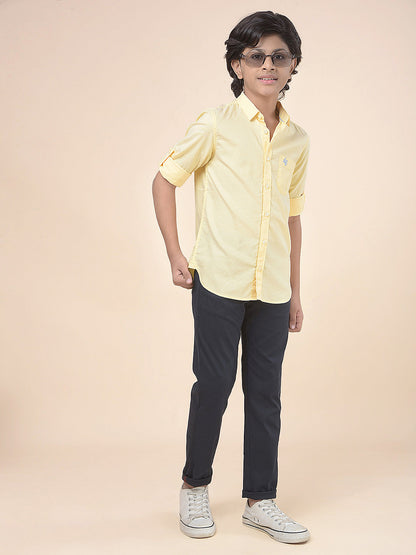 Casual Shirt for Boys l Breathable & Soft with Color Fastness Regular Fit Spread Collar Cotton Fabric Solid Pattern