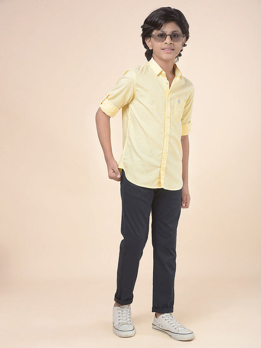 Casual Shirt for Boys l Breathable & Soft with Color Fastness Regular Fit Spread Collar Cotton Fabric Solid Pattern