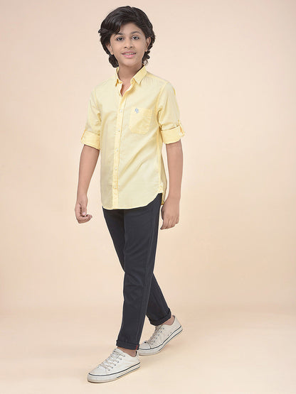 Casual Shirt for Boys l Breathable & Soft with Color Fastness Regular Fit Spread Collar Cotton Fabric Solid Pattern