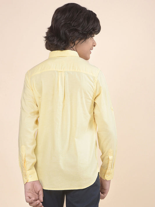 Casual Shirt for Boys l Breathable & Soft with Color Fastness Regular Fit Spread Collar Cotton Fabric Solid Pattern