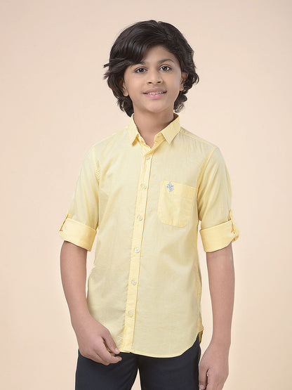 Casual Shirt for Boys l Breathable & Soft with Color Fastness Regular Fit Spread Collar Cotton Fabric Solid Pattern