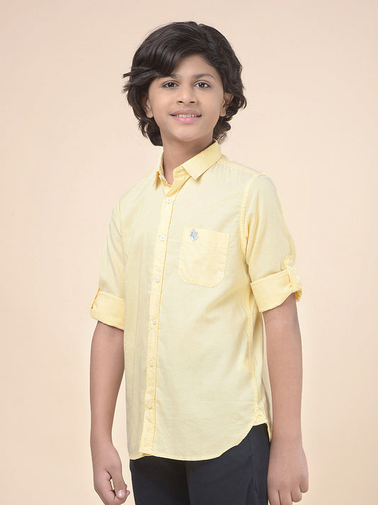Casual Shirt for Boys l Breathable & Soft with Color Fastness Regular Fit Spread Collar Cotton Fabric Solid Pattern