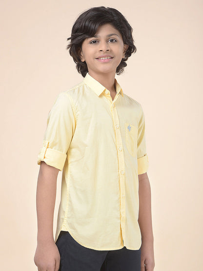 Casual Shirt for Boys l Breathable & Soft with Color Fastness Regular Fit Spread Collar Cotton Fabric Solid Pattern