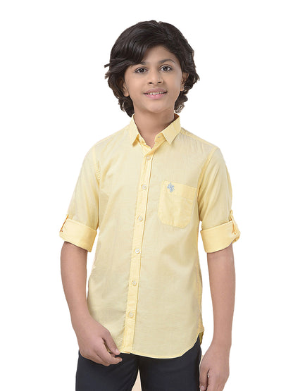 Casual Shirt for Boys l Breathable & Soft with Color Fastness Regular Fit Spread Collar Cotton Fabric Solid Pattern