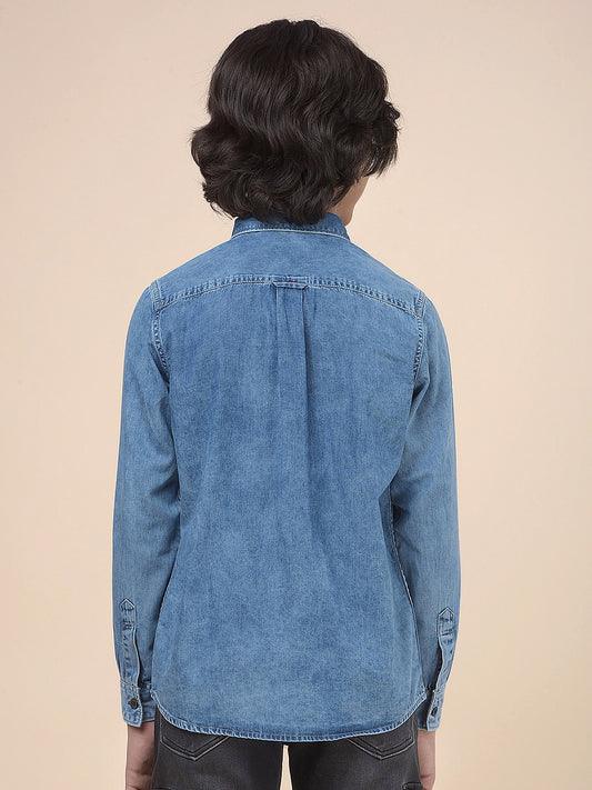 Casual Shirt for Boys l Breathable & Soft with Color Fastness Regular Fit Spread Collar Cotton Fabric Solid Pattern