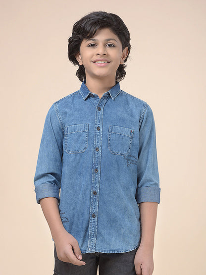 Casual Shirt for Boys l Breathable & Soft with Color Fastness Regular Fit Spread Collar Cotton Fabric Solid Pattern