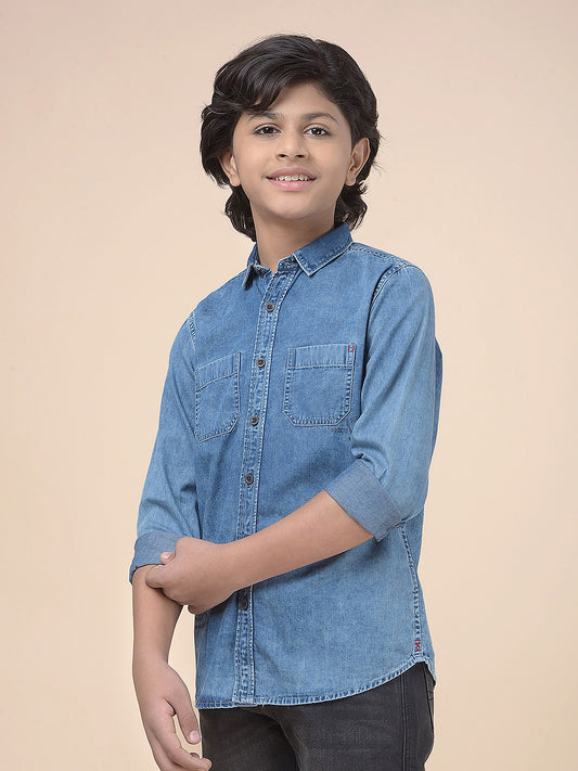 Casual Shirt for Boys l Breathable & Soft with Color Fastness Regular Fit Spread Collar Cotton Fabric Solid Pattern