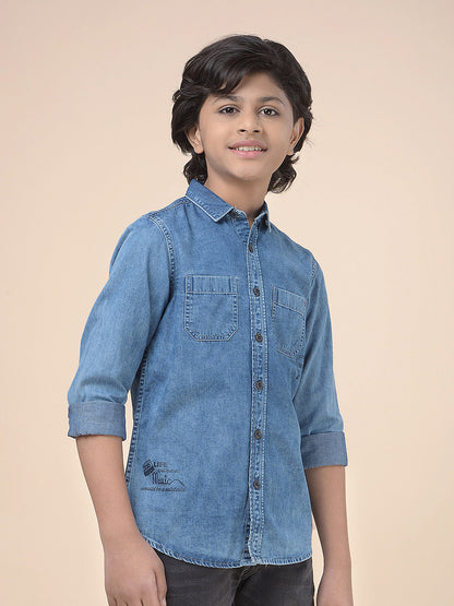 Casual Shirt for Boys l Breathable & Soft with Color Fastness Regular Fit Spread Collar Cotton Fabric Solid Pattern