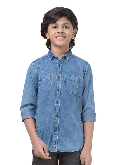 Casual Shirt for Boys l Breathable & Soft with Color Fastness Regular Fit Spread Collar Cotton Fabric Solid Pattern