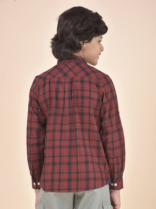 Casual Shirt for Boys l Breathable & Soft with Color Fastness Regular Fit Spread Collar Cotton Fabric Checkered Pattern