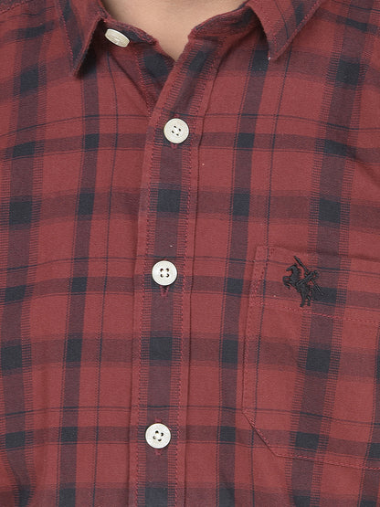 Casual Shirt for Boys l Breathable & Soft with Color Fastness Regular Fit Spread Collar Cotton Fabric Checkered Pattern