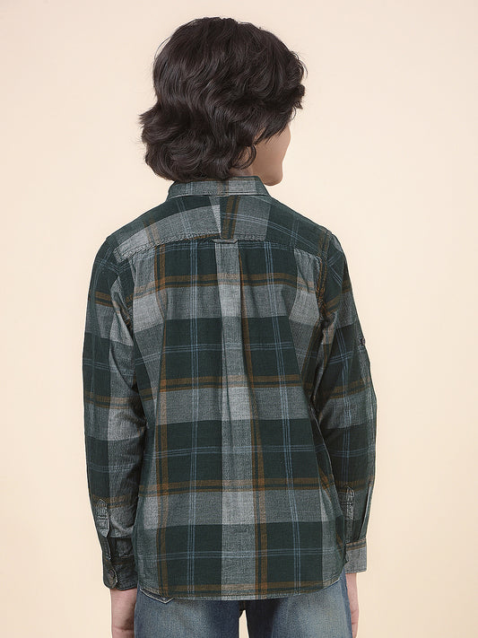 Casual Shirt for Boys l Breathable & Soft with Color Fastness Regular Fit Spread Collar Cotton Fabric Checkered Pattern