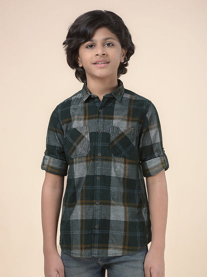 Casual Shirt for Boys l Breathable & Soft with Color Fastness Regular Fit Spread Collar Cotton Fabric Checkered Pattern