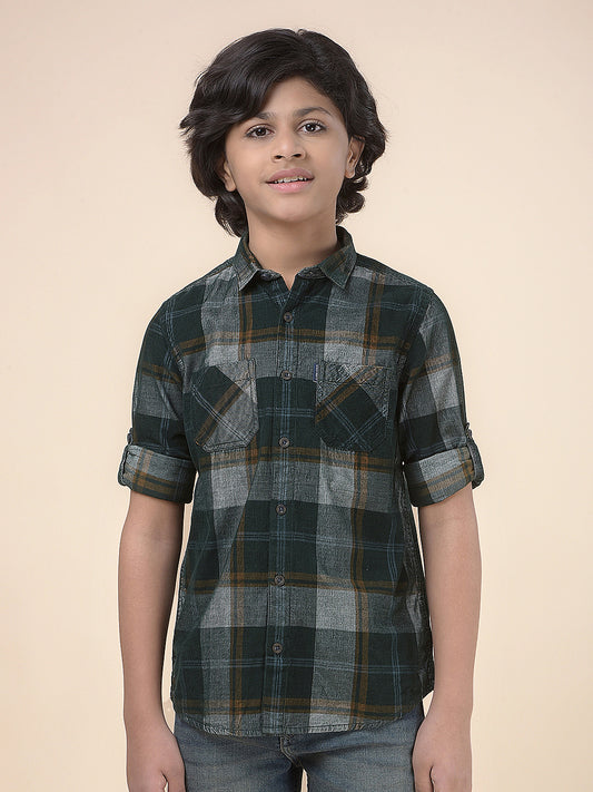 Casual Shirt for Boys l Breathable & Soft with Color Fastness Regular Fit Spread Collar Cotton Fabric Checkered Pattern